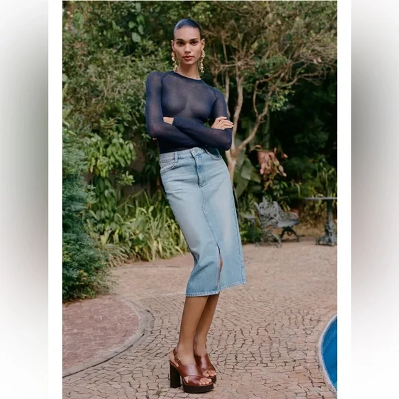 ZARA Denim midi skirt - Picture 1 of 7